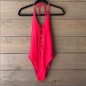 Red aerie halter one piece